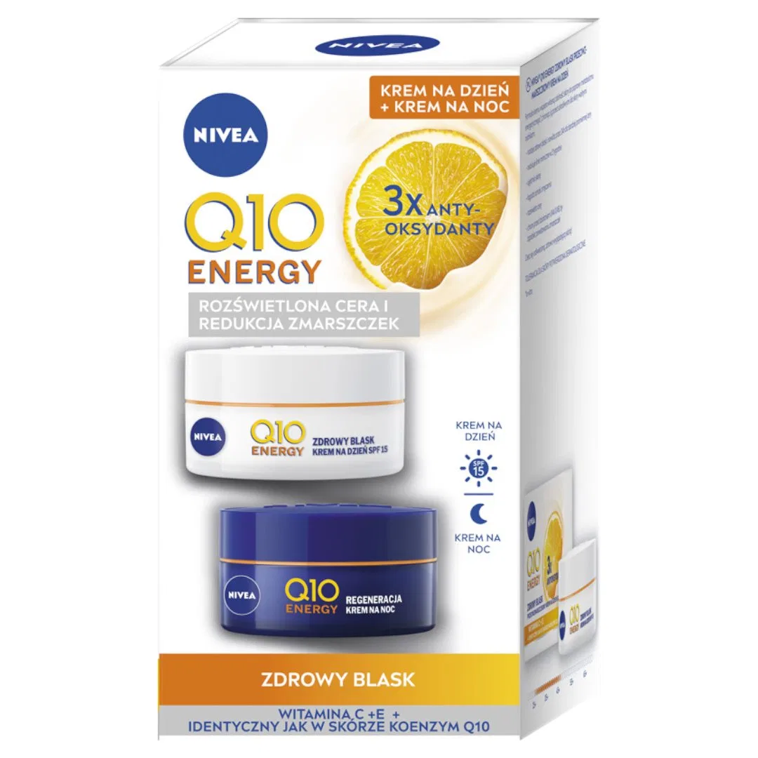 Набор антивозрастных кремов для лица Nivea Q10 ENERGY, White Peach
