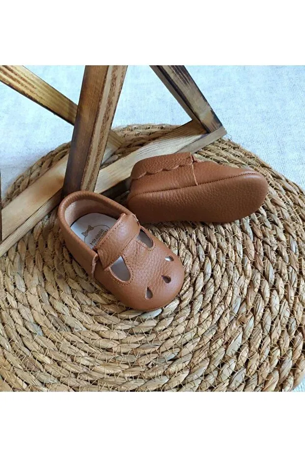 Детские мокасины для девочек кожаные Minibiri, Taba