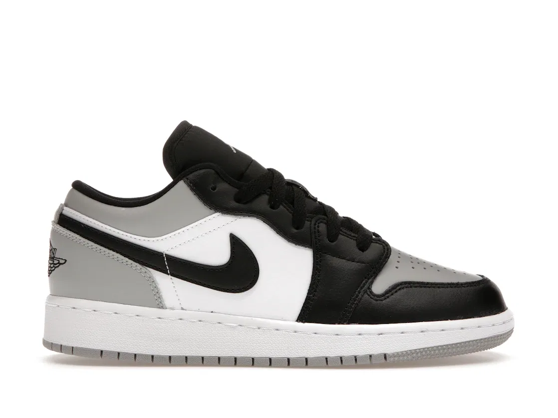 Детские кроссовки для мальчиков и девочек с кожаным верхом Jordan 1 Low Jordan, Light Smoke Grey/Black-White
