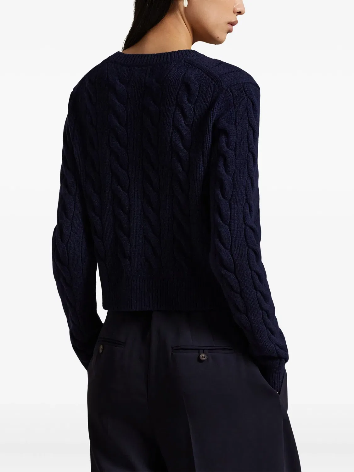 Кардиган из косички темно-синего цвета Polo Ralph Lauren, темно-синий — фото 2