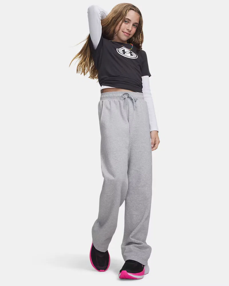 Штаны 71 см утепленные с начесом Rival Fleece UnderArmour, Mod Gray Light Heather/White — фото 3