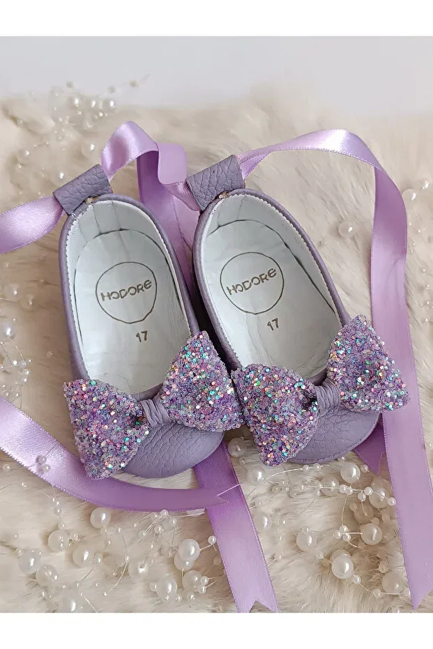 Детские туфли-лодочки из натуральной кожи для девочек Perla Hodore, Suede Lilac