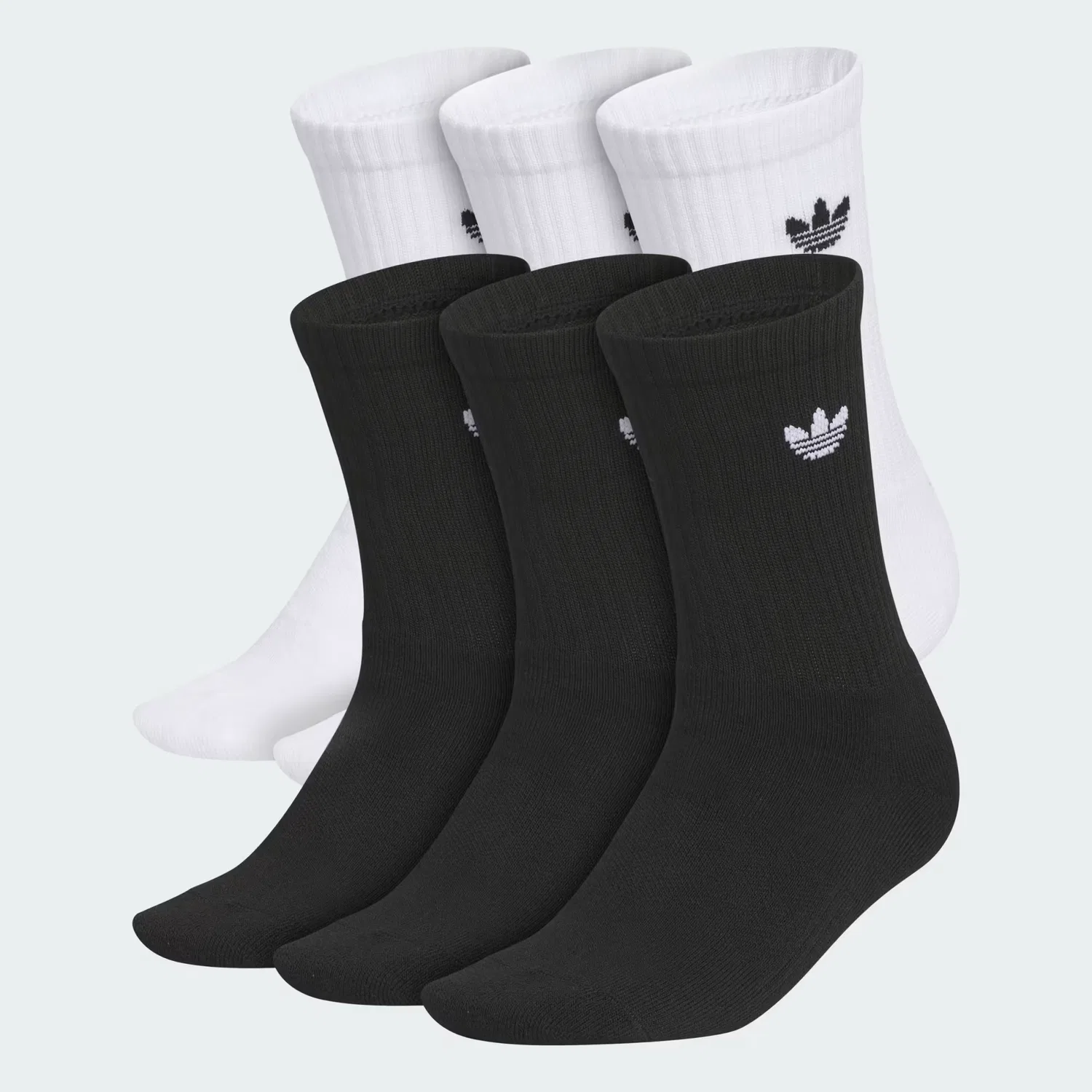 Детские носки влагоотводящие, набор из 6 пар, youth originals trefoil 2.0 crew Adidas Originals, белый/черный