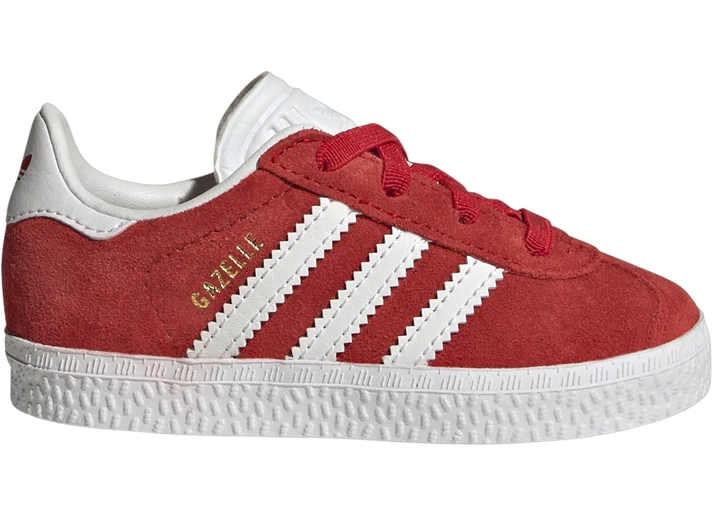 Детские кроссовки с липучками Adidas Gazelle Comfort Closure Laces, Better Scarlet Cloud White Gold Metallic