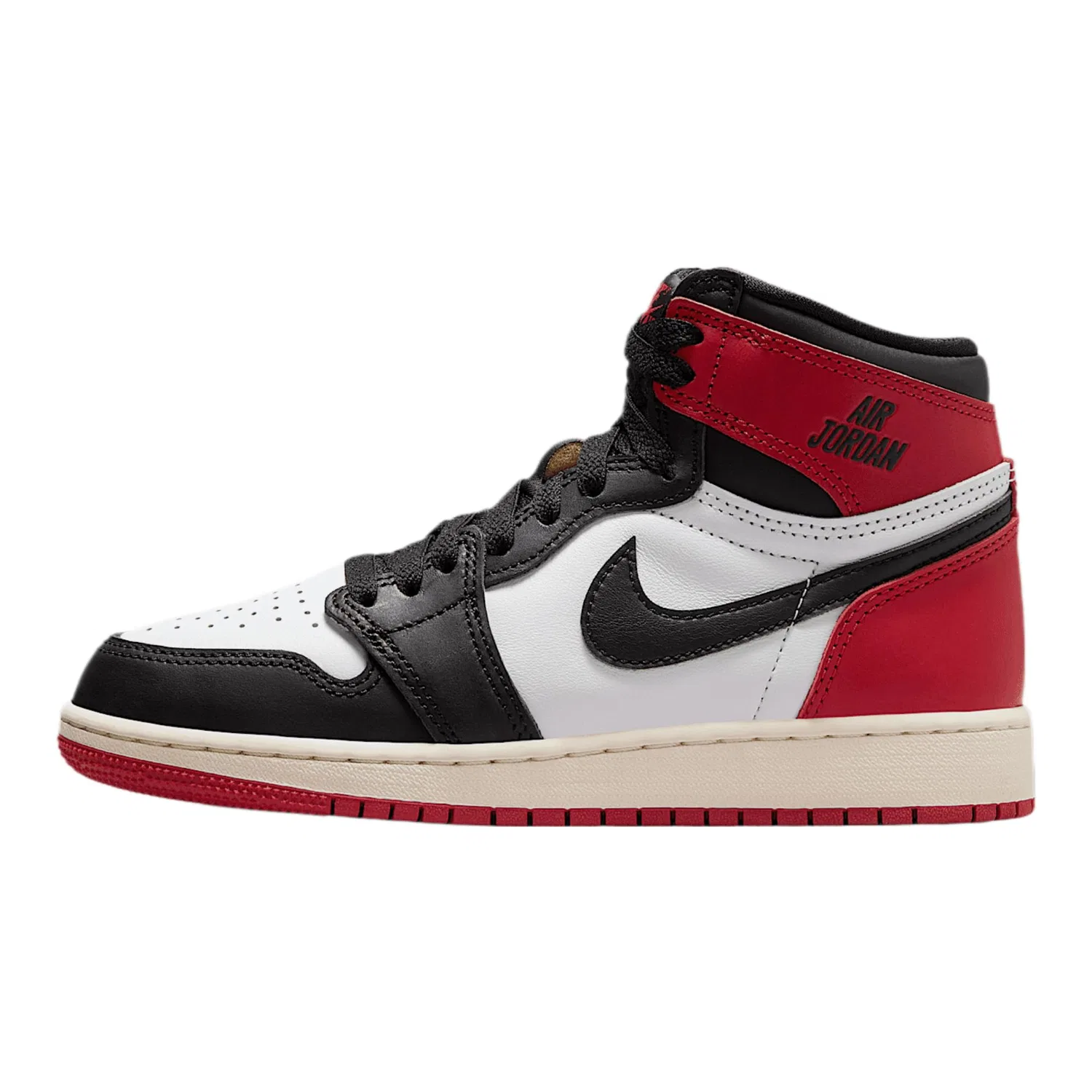 Детские кроссовки для мальчиков Jordan 1 Retro High OG 'Black Toe Reimagined' NIKE, White Black Varsity Red Sail