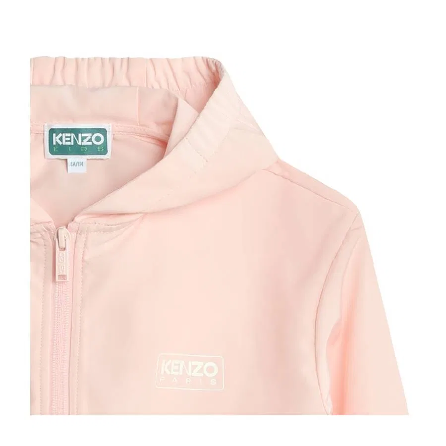 Куртка детская с капюшоном и логотипом Girls Logo-Print Hooded Jacket Kenzo, Veiled Pink — фото 3