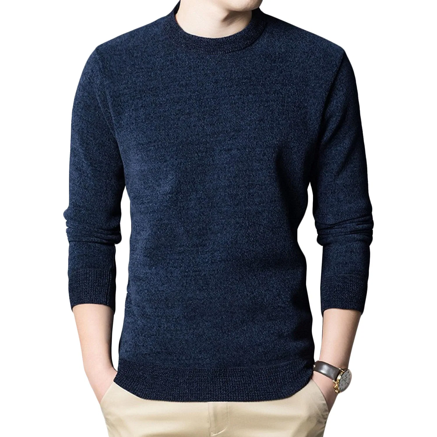 Мужской свитер с воротником-стойкой из флиса Slim Fit, Blue