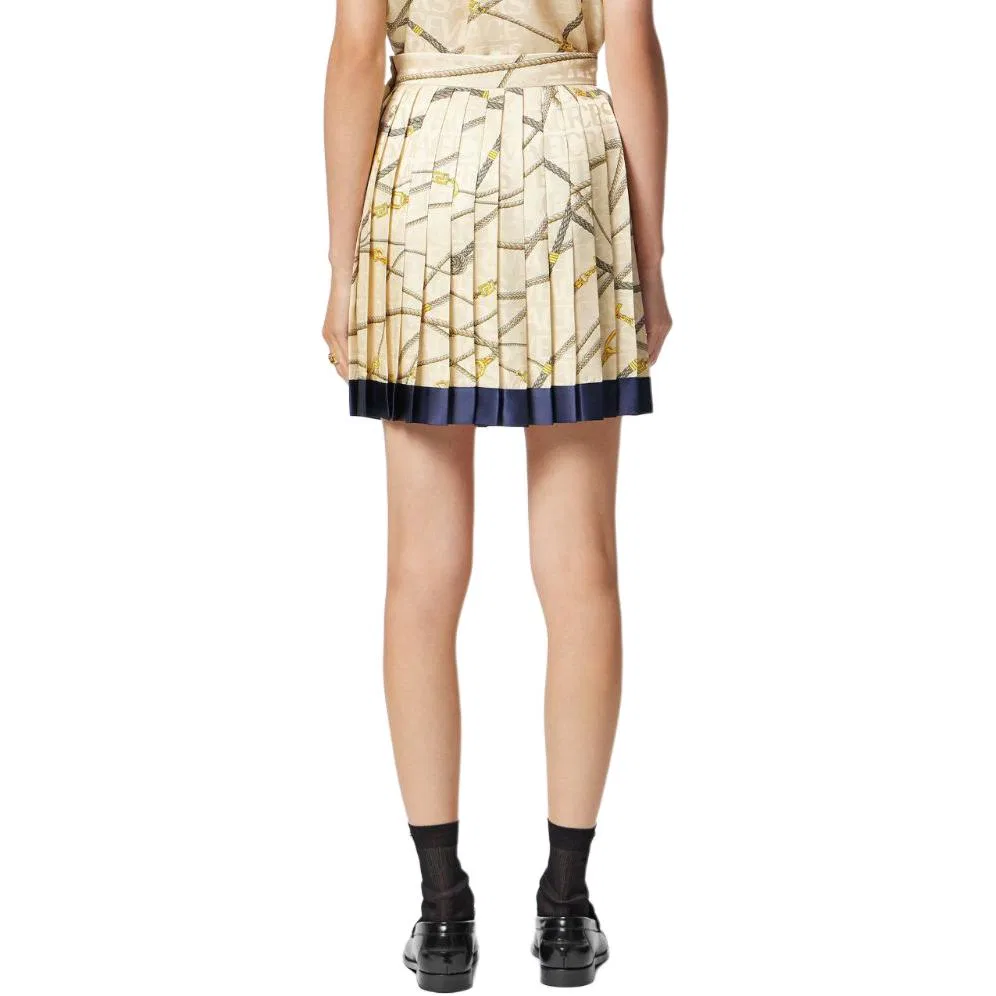Юбка плиссе с принтом логотипа, высокая талия VERSACE, Light Yellow — фото 4
