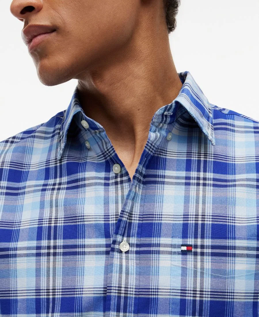 Оксфордская рубашка с мульти-клетчатым принтом Tommy Hilfiger, Wedge Blue / Check — фото 3