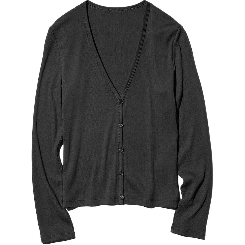 Вязаный топ с V-образным вырезом, UNIQLO, Black