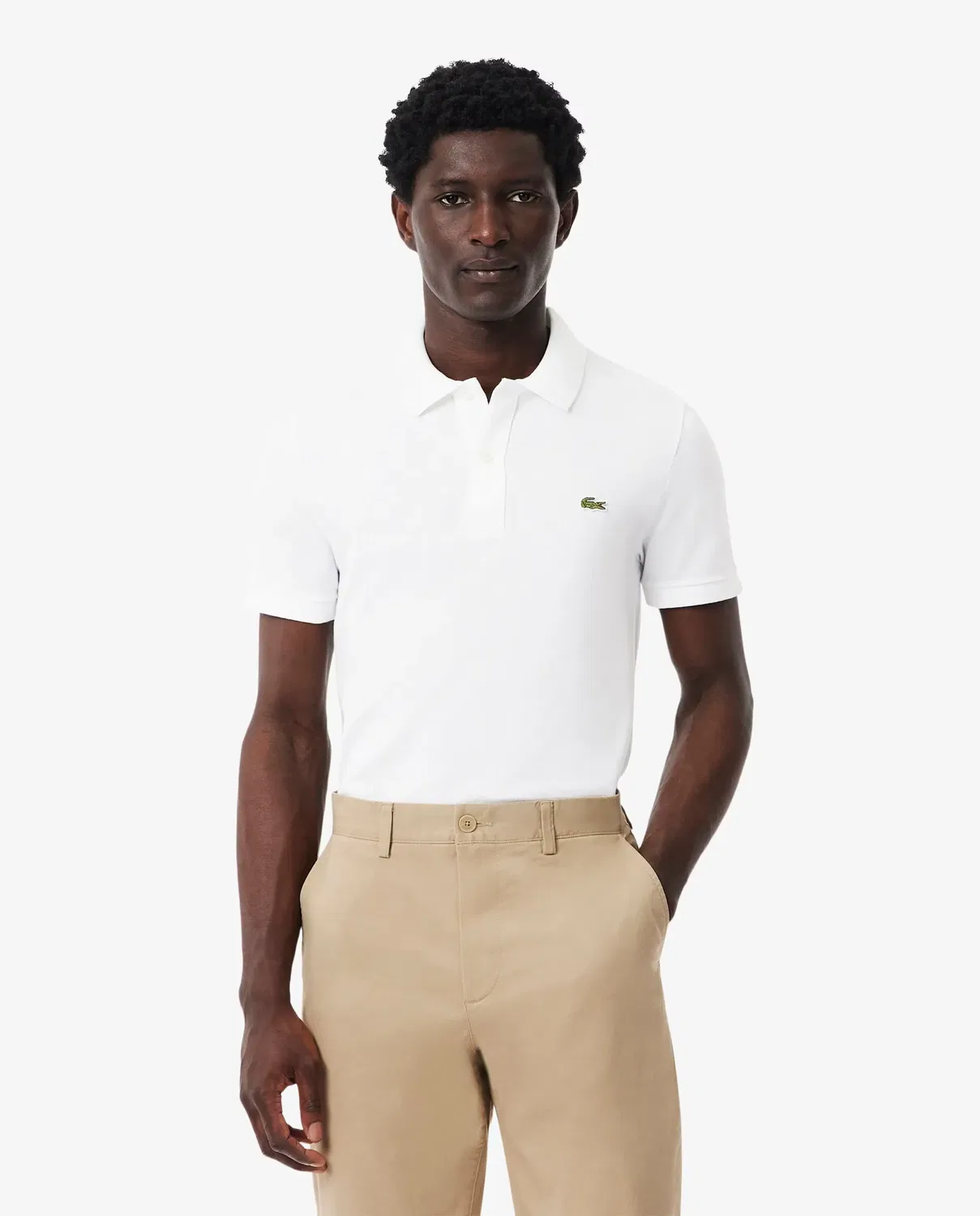 Мужское поло Lacoste L.12.12 с коротким рукавом, облегающий крой, хлопок, Blanco