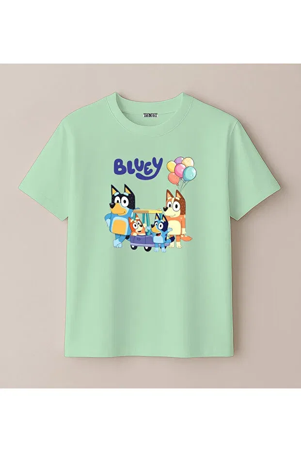 Детская футболка для девочек с принтом Bluey Blitzist, Water Green