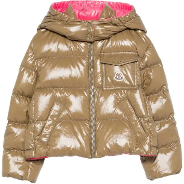 Детское стеганое пальто с капюшоном Moncler, Brown