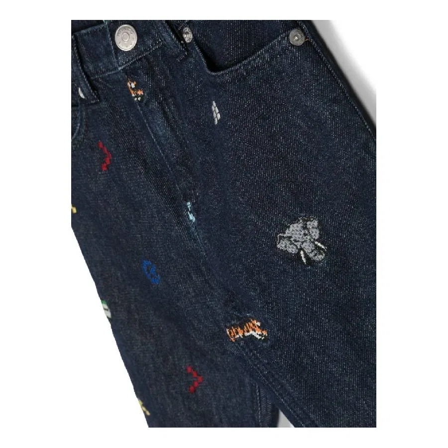 Джинсы с вышивкой и логотипом Kids Embroidered Logo-Patch Jeans Kenzo, Blue — фото 3