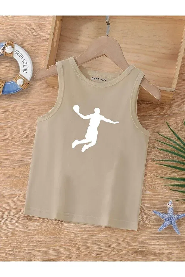 Детская футболка для девочек с принтом Cartoon Character Sleeveless Children's T-Shirt Benroma, Beige