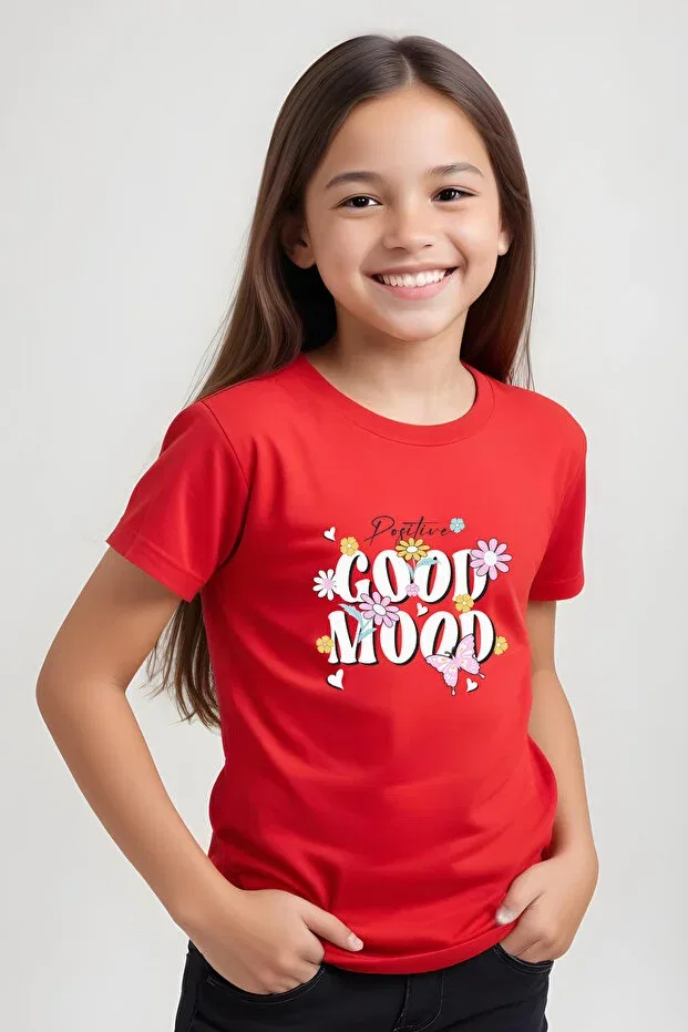 Детский комплект футболок с принтом Good-Panda-Power-Bunny-M Panios Kids, Red-Fuchsia-Yellow-Mint Green-Lilac — фото 2