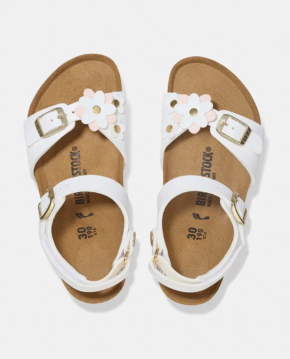 Детские сандалии для девочек с цветочным декором Rio Birkenstock, Blanco — фото 3