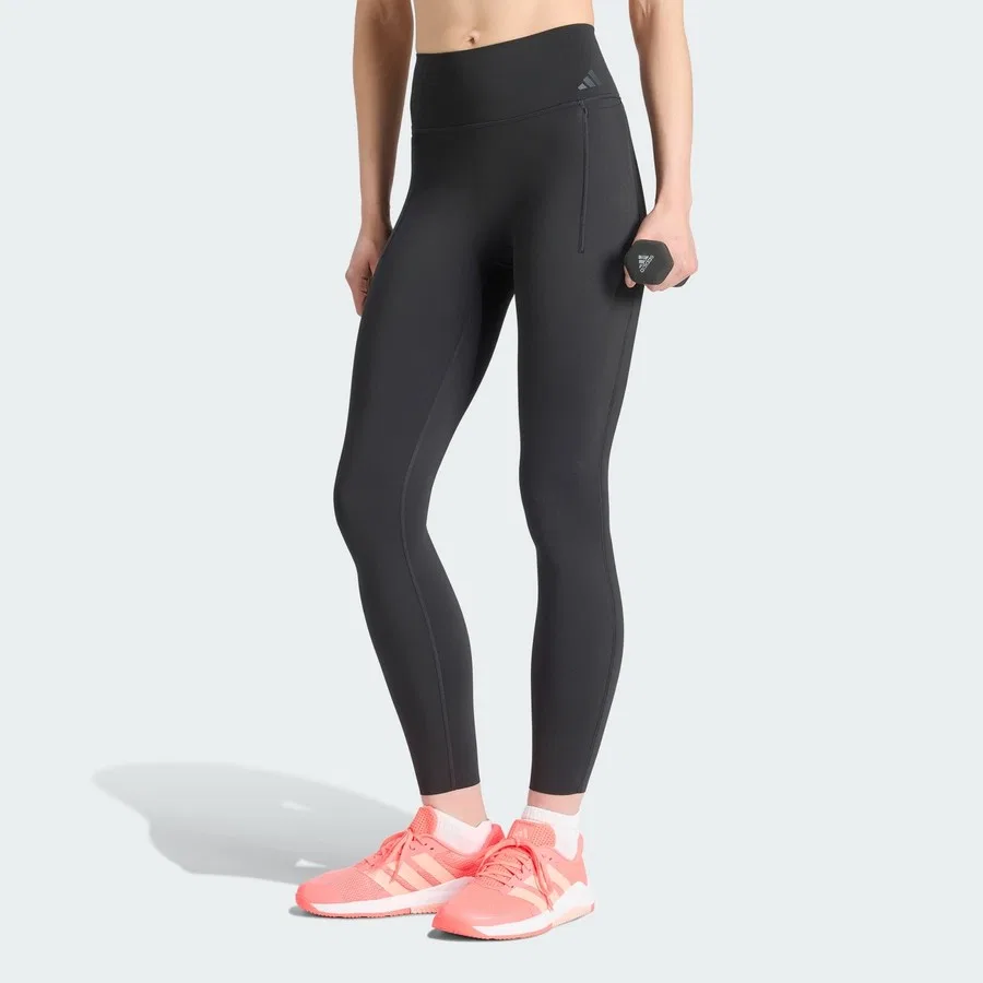 Леггинсы с принтом Optime Workout Contour Full Length, adidas, Черный