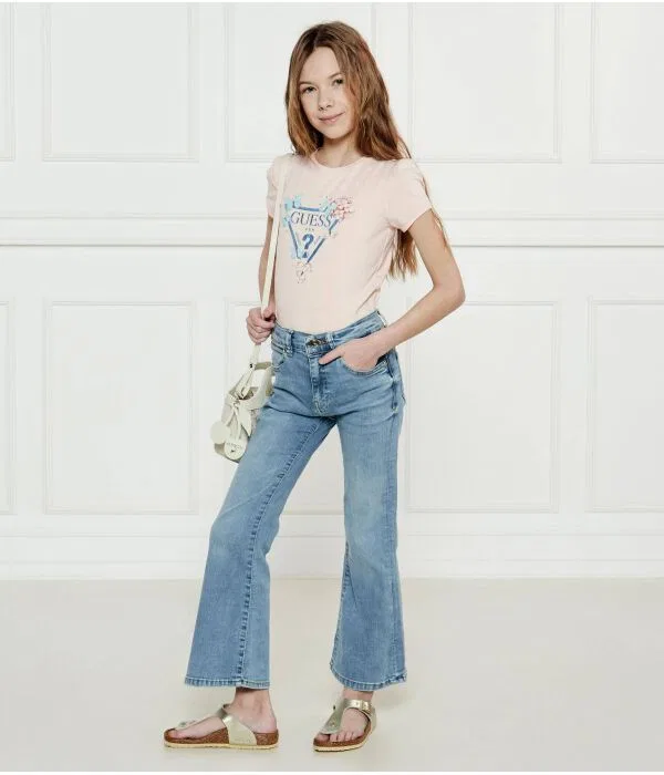 Детская футболка для девочек хлопковая Regular Fit T-Shirt Guess, Rosa Cipria — фото 2