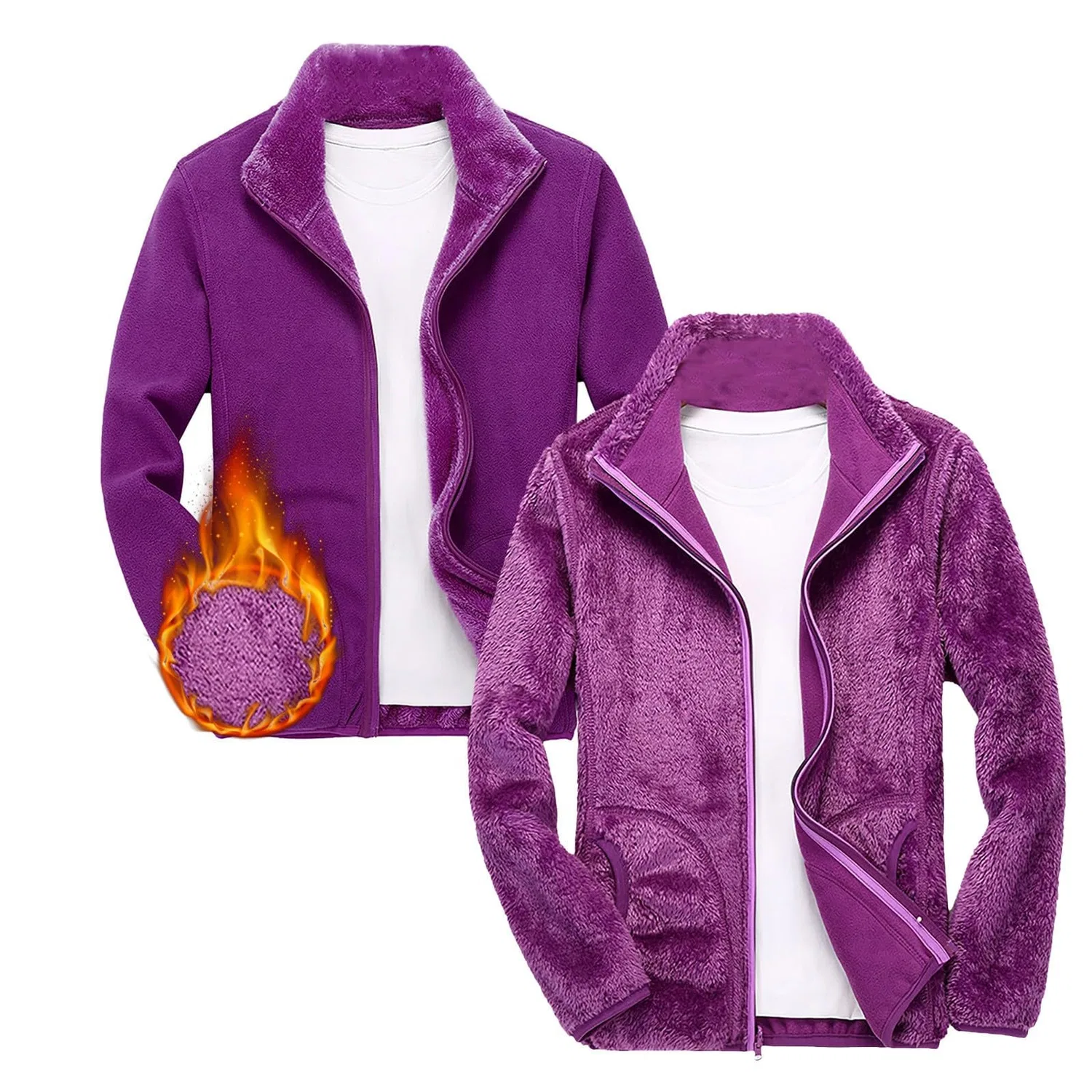 Женский дождевик с капюшоном Unisex Fleece Jacket, purple — фото 4
