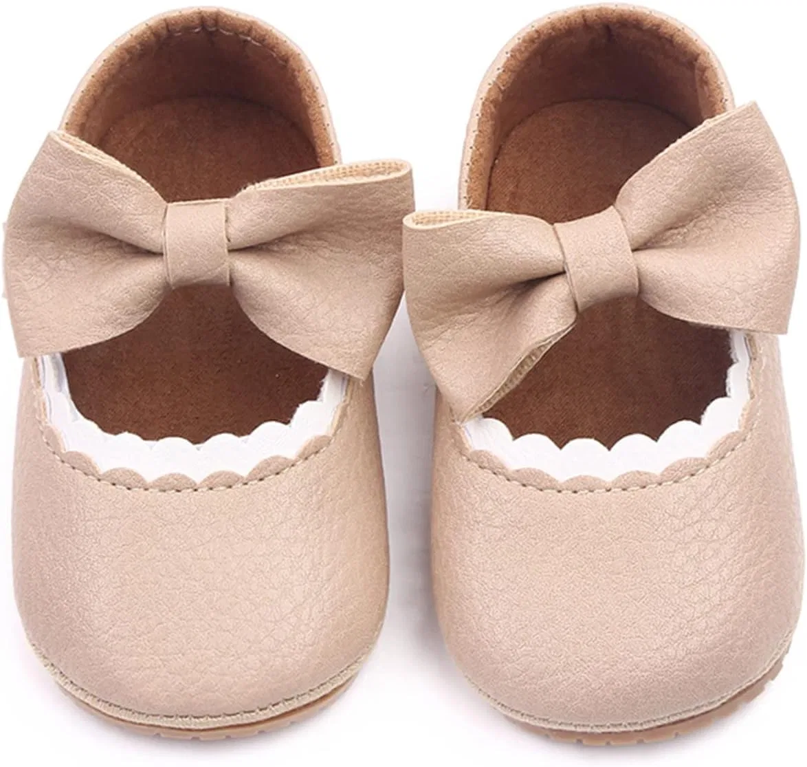 Детские туфли Мэри Джейн для девочек с бантом Princess Bowknot, Beige — фото 2