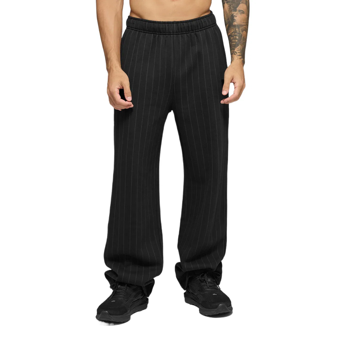Детские трикотажные спортивные штаны Alo Yoga, Black Stripes/Black Pinstripe