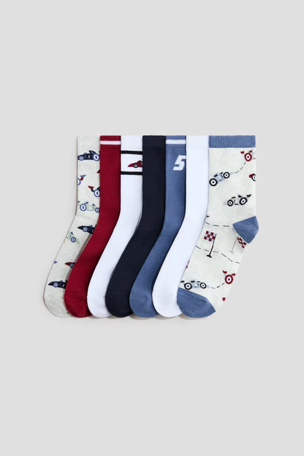 7 пар носков в упаковке H&M, Blau/Rennwagen