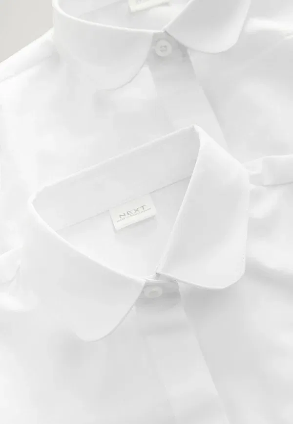 Блузка из полиэстера и хлопка Regular fit short sleeve fitted school 2 pack button-down blouse Next, white, белый — фото 3