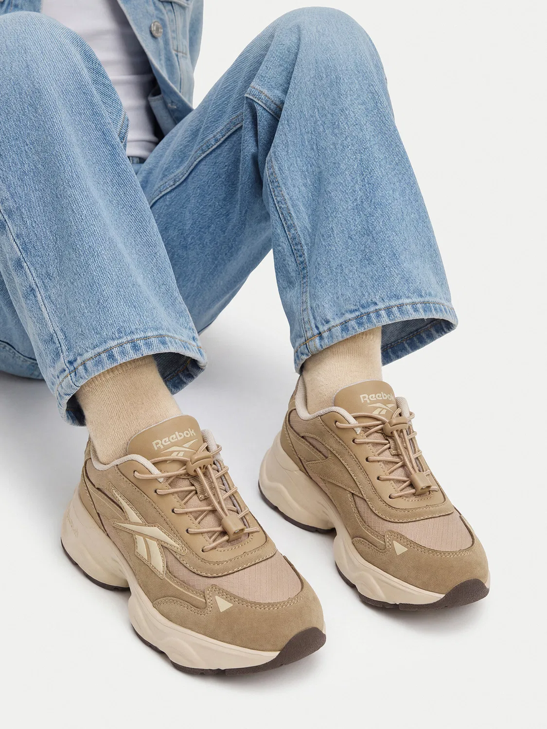 Кроссовки для мальчика Reebok, бежевый — фото 2