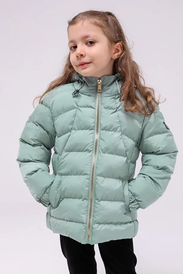 Детское зимнее пальто для девочек с капюшоном Benitto Kids, Green