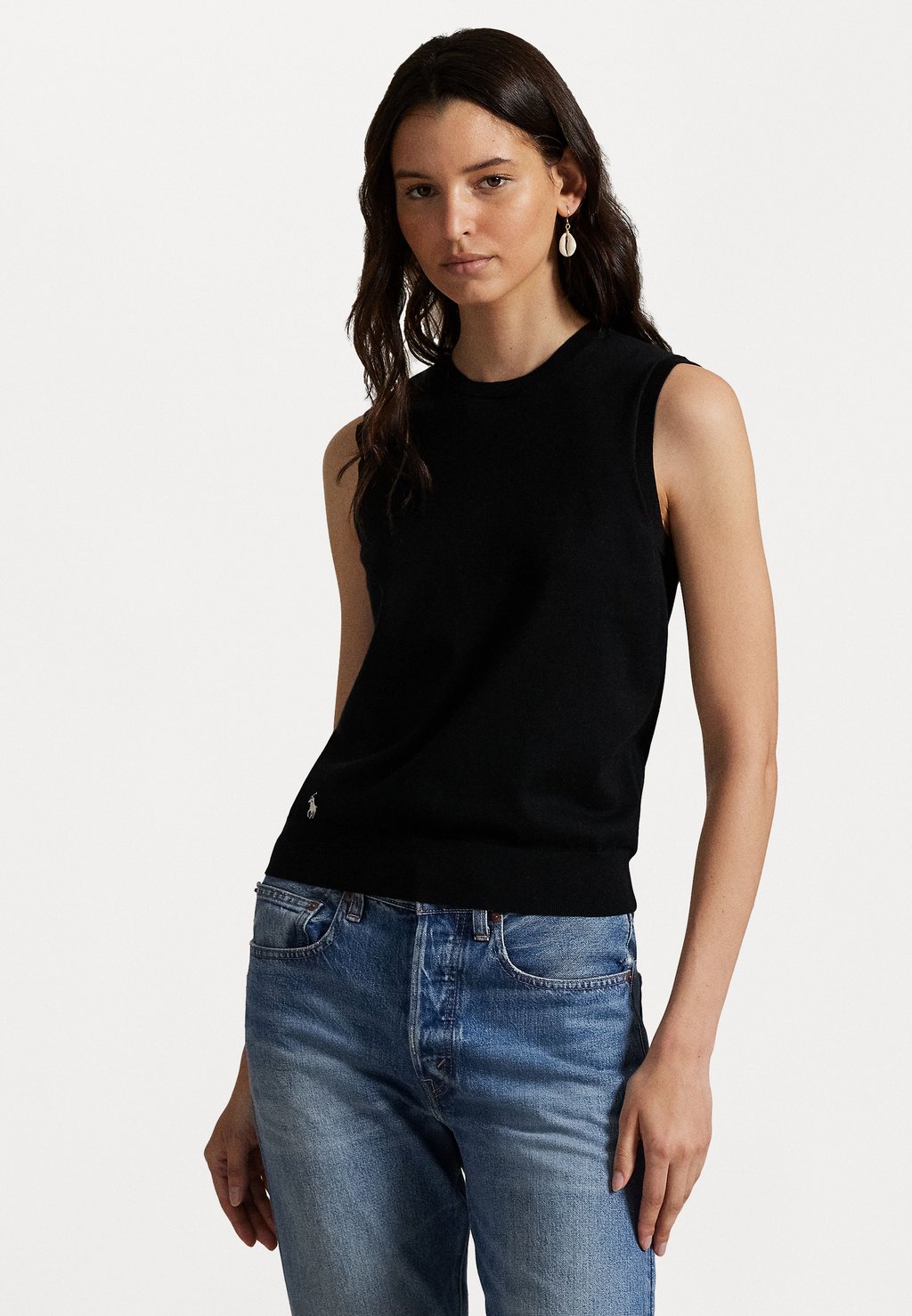 

Топ SLEEVELESS CREWNECK SWEATER Polo Ralph Lauren, черный