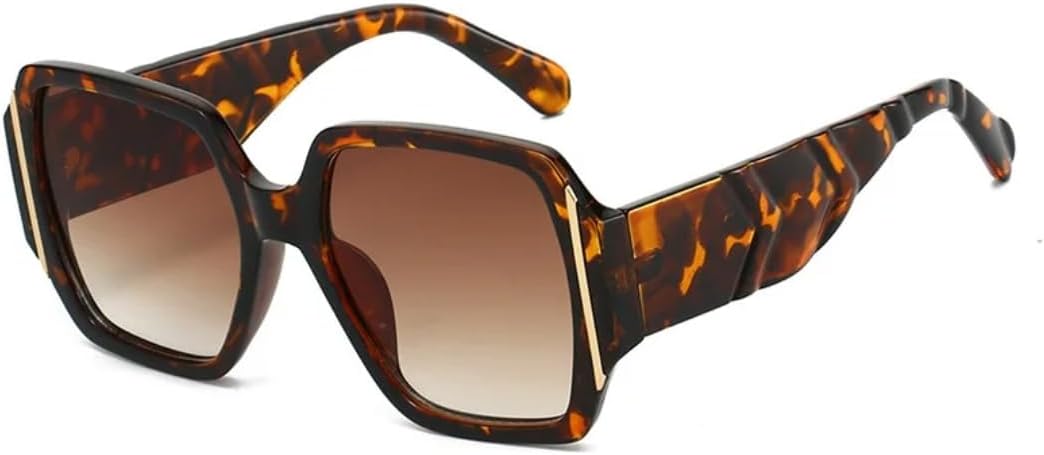 

Ретро квадратные женские солнцезащитные очки с леопардовым градиентом, повседневные, универсальные, модные мужские очки с защитой от УФ-излучения UV400 UATXTAU, Hawksbill Brown
