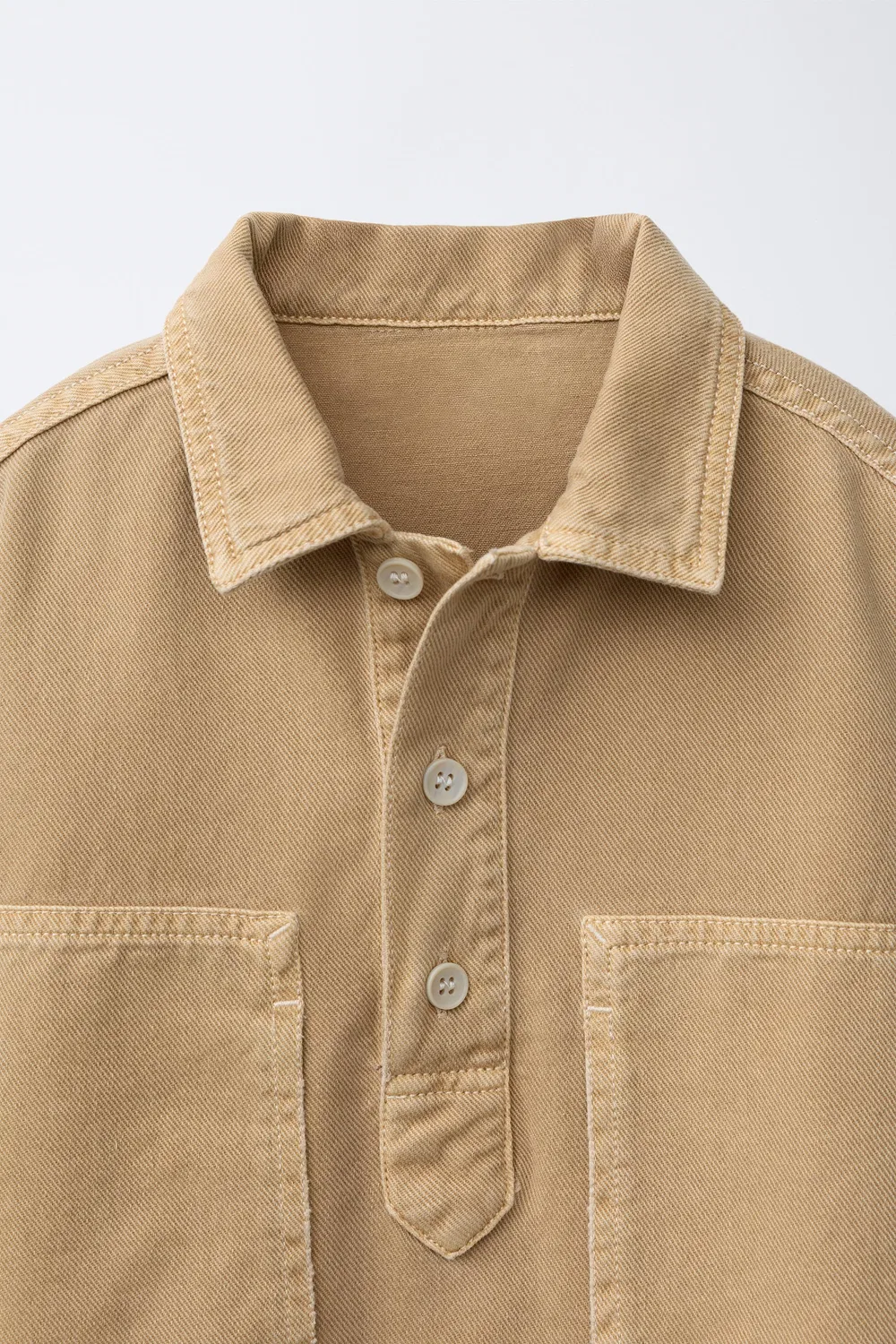 Рубашка на пуговицах ZARA, Beige — фото 3