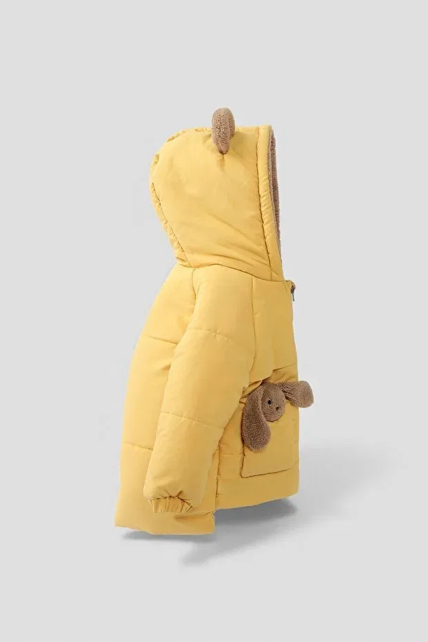 Детское пальто для девочек из плюшевого кроличьего флиса Midimod Gold, Yellow — фото 2