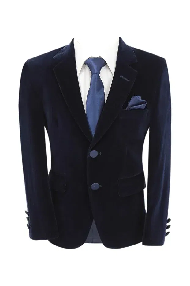 Детский пиджак для мальчиков вельветовый Sirri, Navy Blue — фото 3