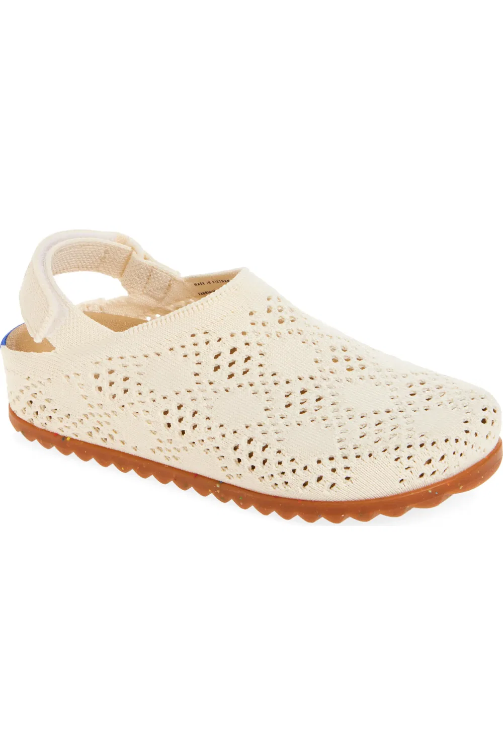 Детские сабо на ремешке из трикотажа The Kids' Clog Rothy's, White Crochet