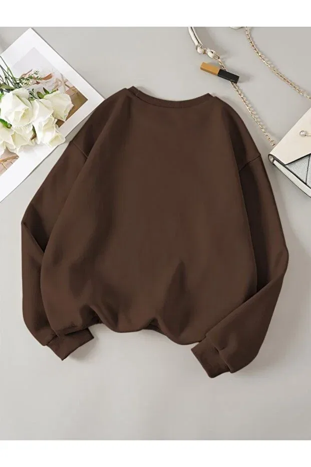 Детские свитшот для девочек с принтом We are bears printed girl/boy sweatshirt Serays Moda, Brown — фото 2