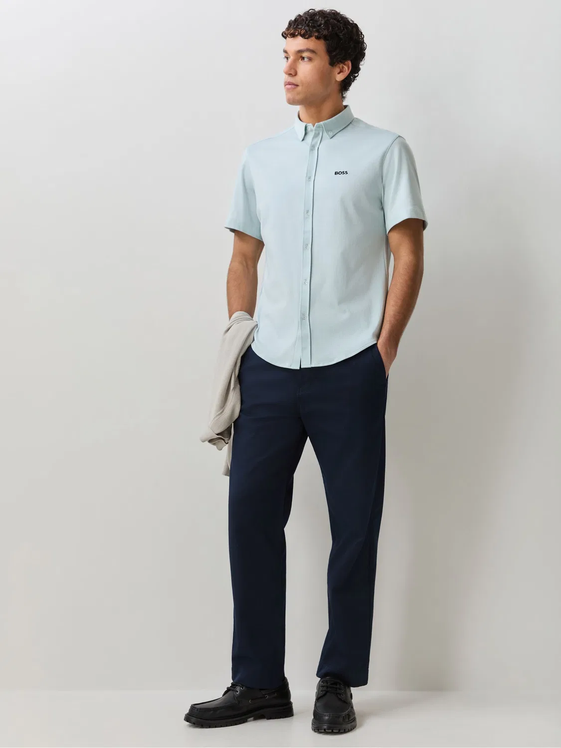 Футболка BOSS Regular Fit, зеленая — фото 3