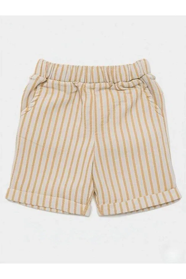 Детские шорты для мальчиков полосатые Zekids, Yellow — фото 4