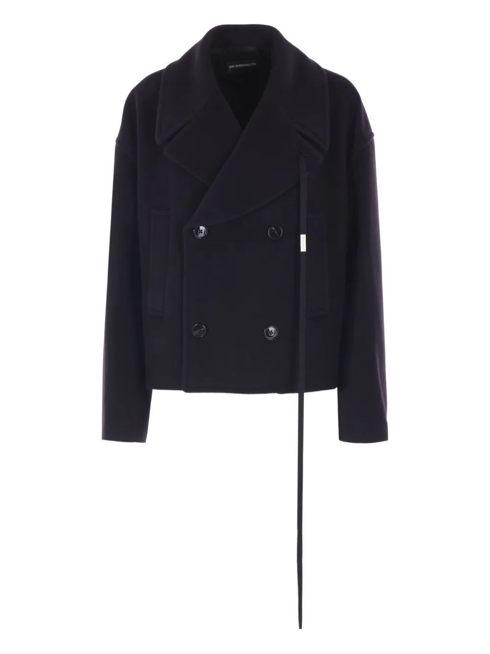 

Двубортное пальто из смесовой шерсти Ann Demeulemeester, черный