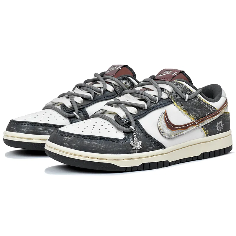 Кроссовки скейтбординговые Nike Dunk Low белый черный серый — фото 4