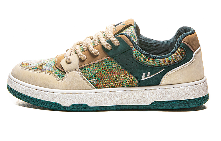 

Воин Тайный лес Противоскользящие, износостойкие, дышащие низкие скейтерские кроссовки мужские бежево-зеленые