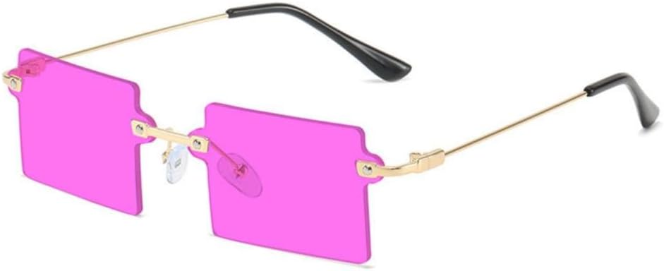 

Солнцезащитные очки прямоугольной оправы без рамки 2027 года для женщин и мужчин, квадратные, винтажные, в ретро-стиле, с защитой от УФ-излучения UV400 MTZJH, Hot Pink