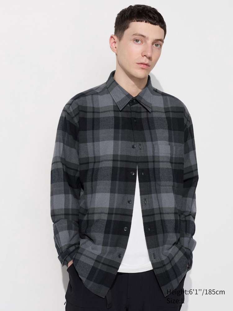 

Фланелевая рубашка клетчатая Uniqlo, цвет 08 серый