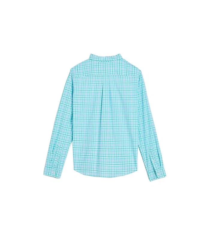 Рубашка с клетчатым принтом Tiki Torch Vineyard Vines Kids, Reef Aqua — фото 2