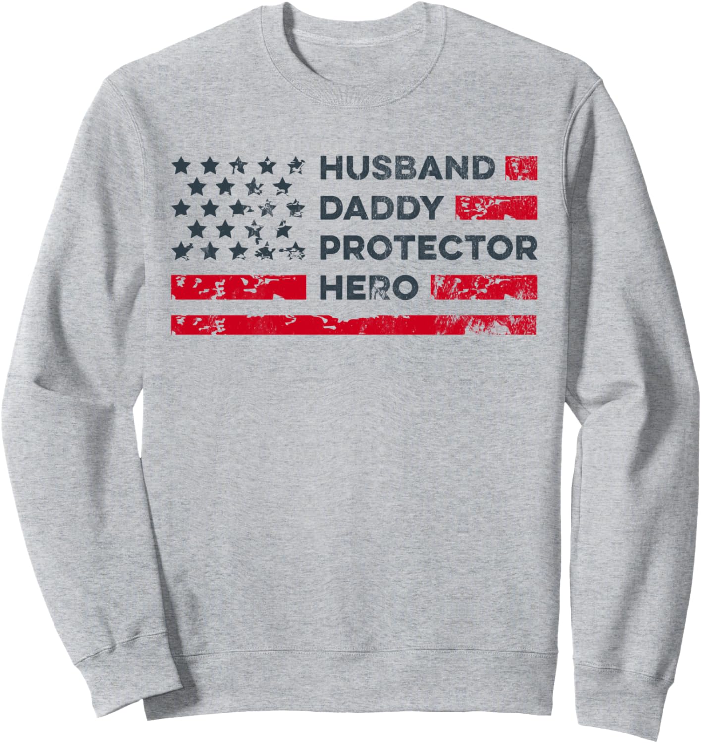 

Толстовка с флагом США ко Дню отца «Муж, папа, защитник, герой» Father'S Day From Son Daughter Wife Shop, серый