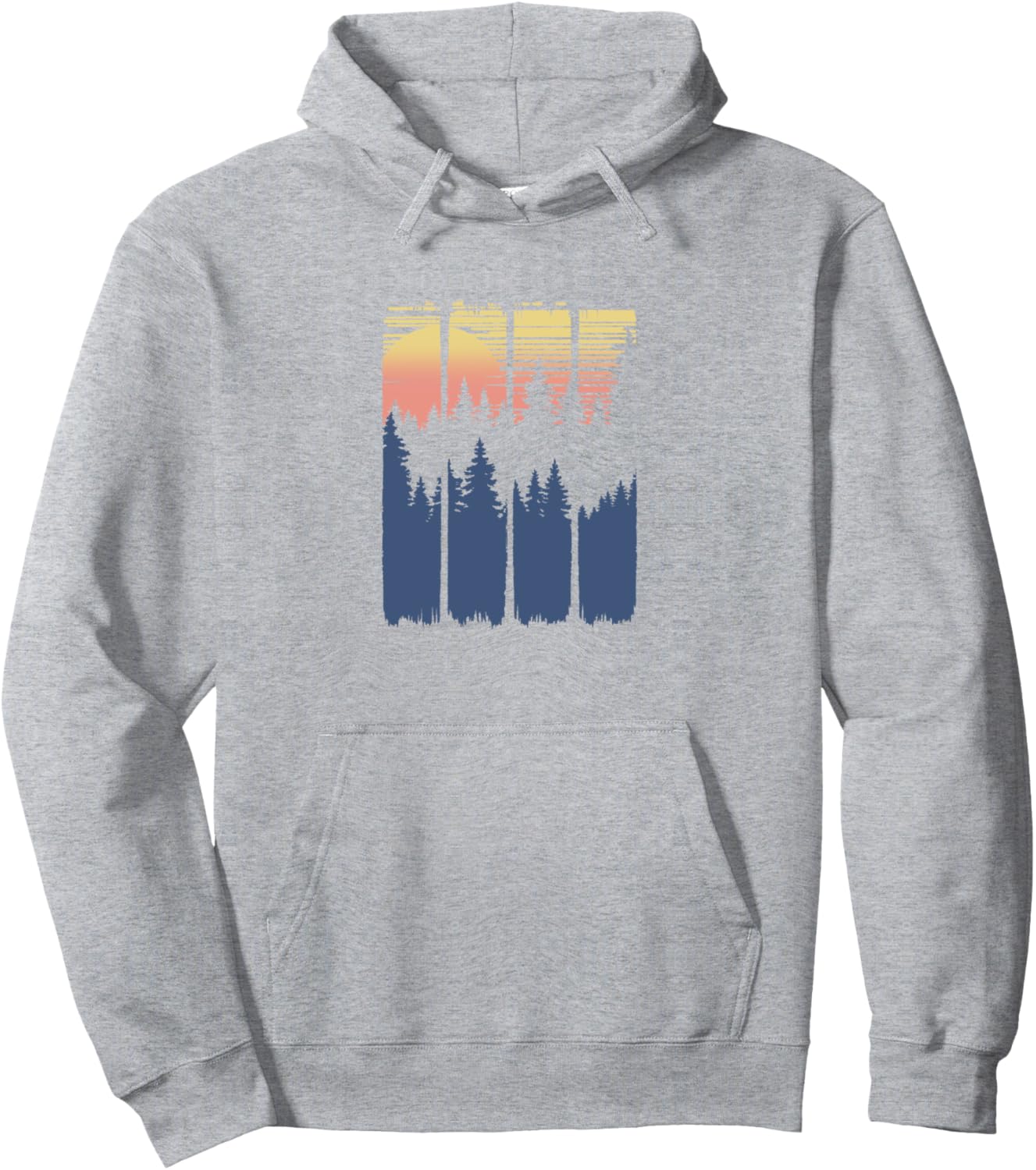 

Худи с принтом «Закат в лесу: тень», серая Trendy Apparel