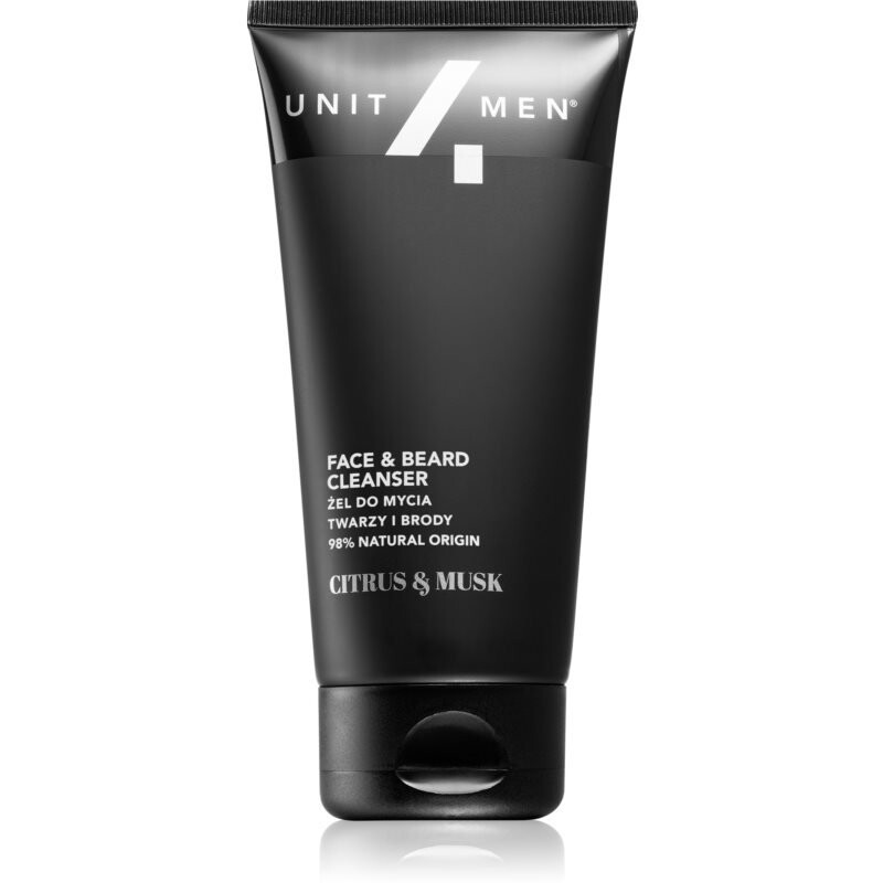 

Unit4Men Face & Beard Cleanser Очищающий гель для лица и бороды «Цитрус и мускус» 150 мл