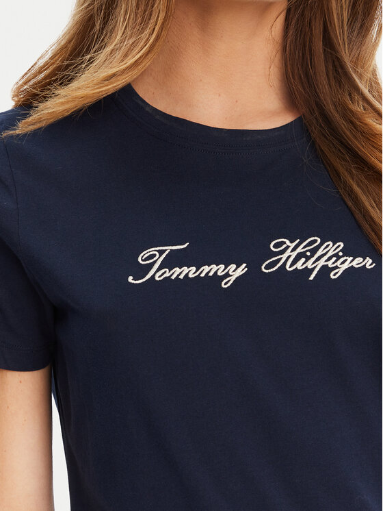 Футболка regular fit Script WW0WW47210 Tommy Hilfiger, синий — фото 4