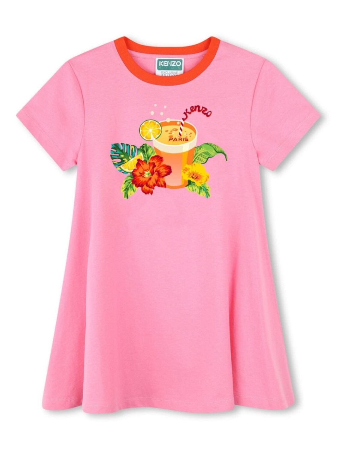 

Kenzo Kids платье из органического хлопка с графичным принтом, розовый